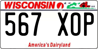 WI license plate 567XOP
