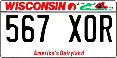 WI license plate 567XOR