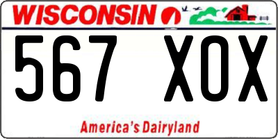 WI license plate 567XOX