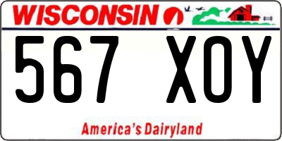 WI license plate 567XOY