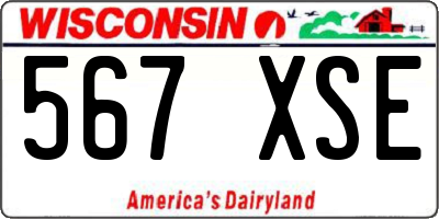 WI license plate 567XSE