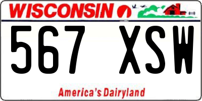 WI license plate 567XSW
