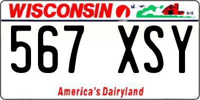WI license plate 567XSY
