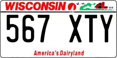 WI license plate 567XTY