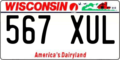 WI license plate 567XUL