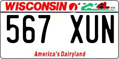 WI license plate 567XUN