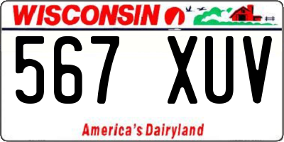 WI license plate 567XUV