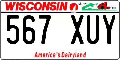 WI license plate 567XUY