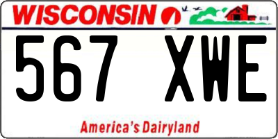 WI license plate 567XWE