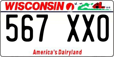 WI license plate 567XXO