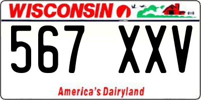 WI license plate 567XXV