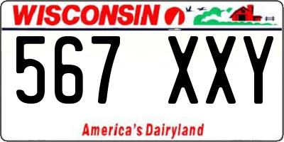 WI license plate 567XXY
