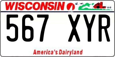 WI license plate 567XYR