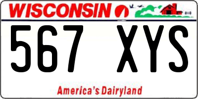 WI license plate 567XYS