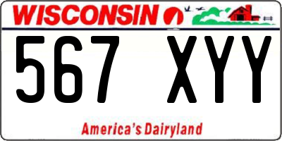 WI license plate 567XYY