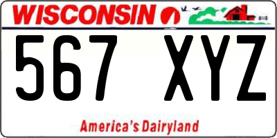 WI license plate 567XYZ