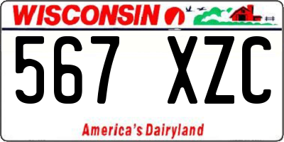 WI license plate 567XZC