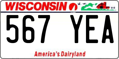 WI license plate 567YEA