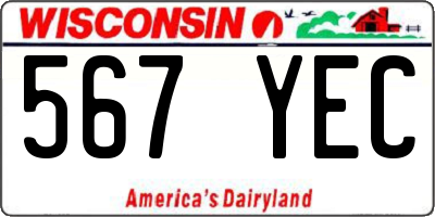 WI license plate 567YEC