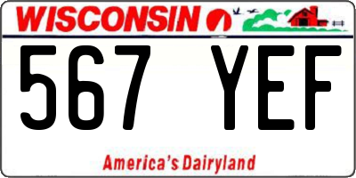 WI license plate 567YEF