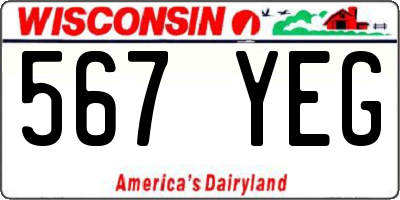 WI license plate 567YEG