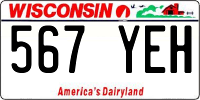 WI license plate 567YEH