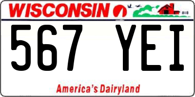 WI license plate 567YEI