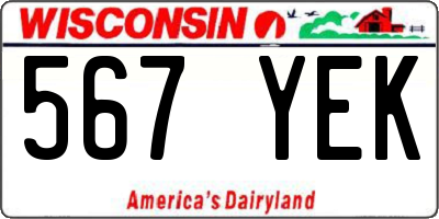 WI license plate 567YEK