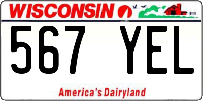 WI license plate 567YEL