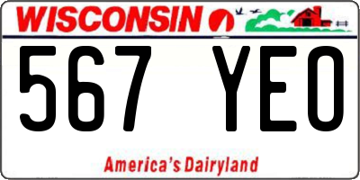 WI license plate 567YEO