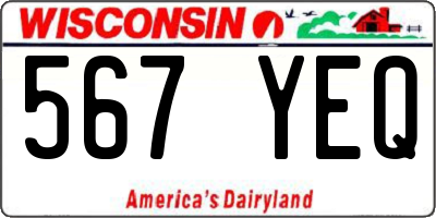 WI license plate 567YEQ