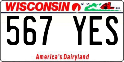 WI license plate 567YES