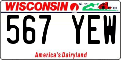 WI license plate 567YEW
