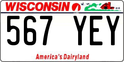 WI license plate 567YEY
