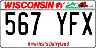 WI license plate 567YFX