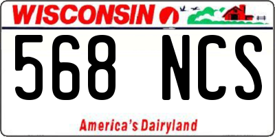WI license plate 568NCS
