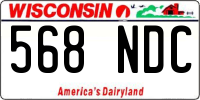 WI license plate 568NDC