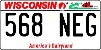 WI license plate 568NEG