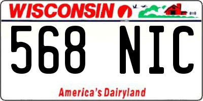 WI license plate 568NIC