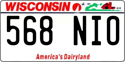 WI license plate 568NIO