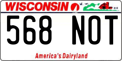WI license plate 568NOT