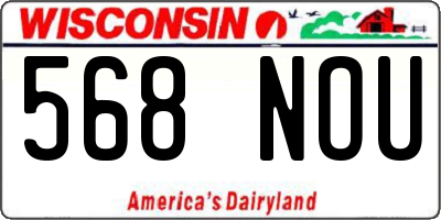 WI license plate 568NOU