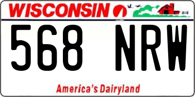 WI license plate 568NRW