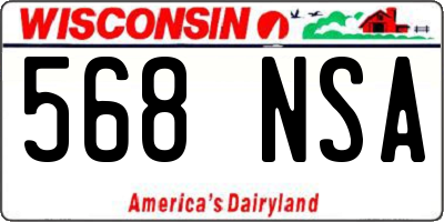 WI license plate 568NSA