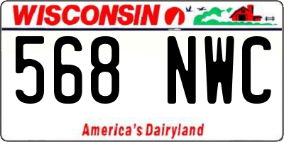WI license plate 568NWC