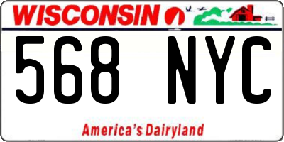 WI license plate 568NYC