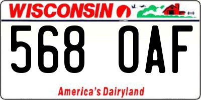 WI license plate 568OAF