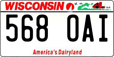 WI license plate 568OAI