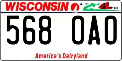 WI license plate 568OAO