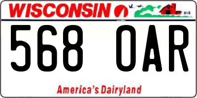 WI license plate 568OAR